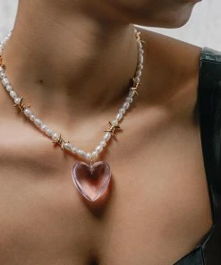 SS22 HEART OF STONE. Barbed Wire & Ivory Pearl Necklace - Gold