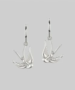 CLASSICS HOPE. Swallow Hoop Earrings - Silver