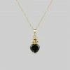 CLASSICS The Sacred Heart Black Spinel Necklace - Gold Necklaces & Chains