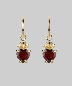 CLASSICS The Sacred Heart Garnet Earrings - Gold