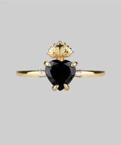 CLASSICS The Sacred Heart Black Spinel Ring - Gold Rings