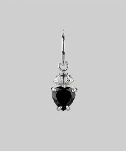 CLASSICS The Sacred Heart Black Spinel Earrings - Silver