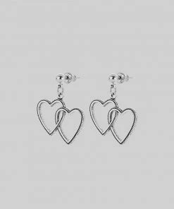 SS22 FOLLOW ME. Mini Heart Drop Earrings - Silver