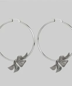 End Of Line BLOOM. Floral Hoop Earrings - Silver