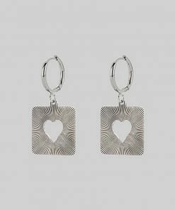 SS22 STOLEN HEART. Square Sixties Hoop Earrings - Silver