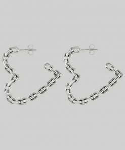 SS22 Earrings The Chain Heart Hoops - Silver