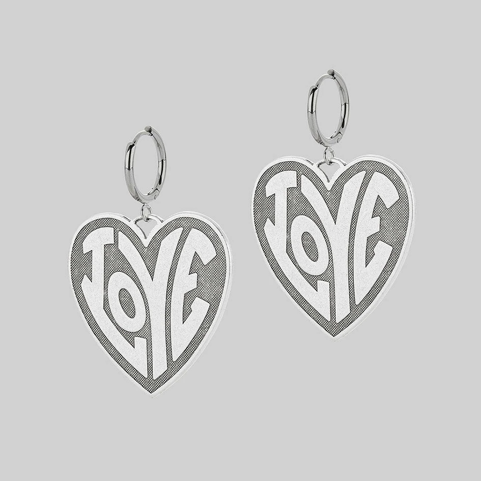 SS22 FREEDOM. Love Heart Hoop Earrings - Silver 2 SS22 FREEDOM. Love Heart Hoop Earrings - Silver