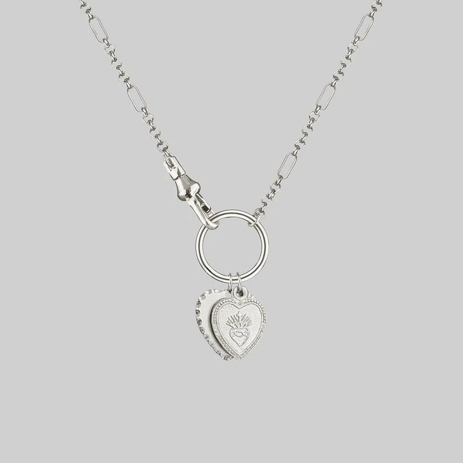 CLASSICS VALENTINA. Multi Heart Charm Clasp Necklace - Silver Necklaces & Chains 1 CLASSICS VALENTINA. Multi Heart Charm Clasp Necklace - Silver Necklaces & Chains