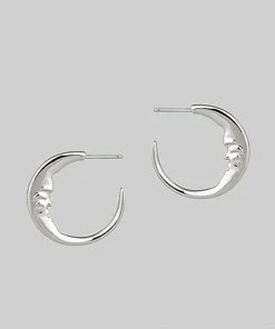 CLASSICS GOOD NIGHT. Man In The Moon Crescent Earrings - Silver