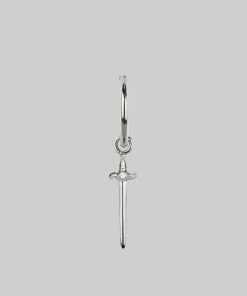 CLASSICS BETRAYAL. Cubic Zirconia Dagger Hoop Earrings - Silver