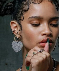 SS22 FREEDOM. Love Heart Hoop Earrings - Silver