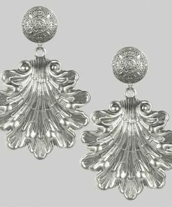 CLASSICS ARIEL. Ornate Shell Statement Earrings - Silver