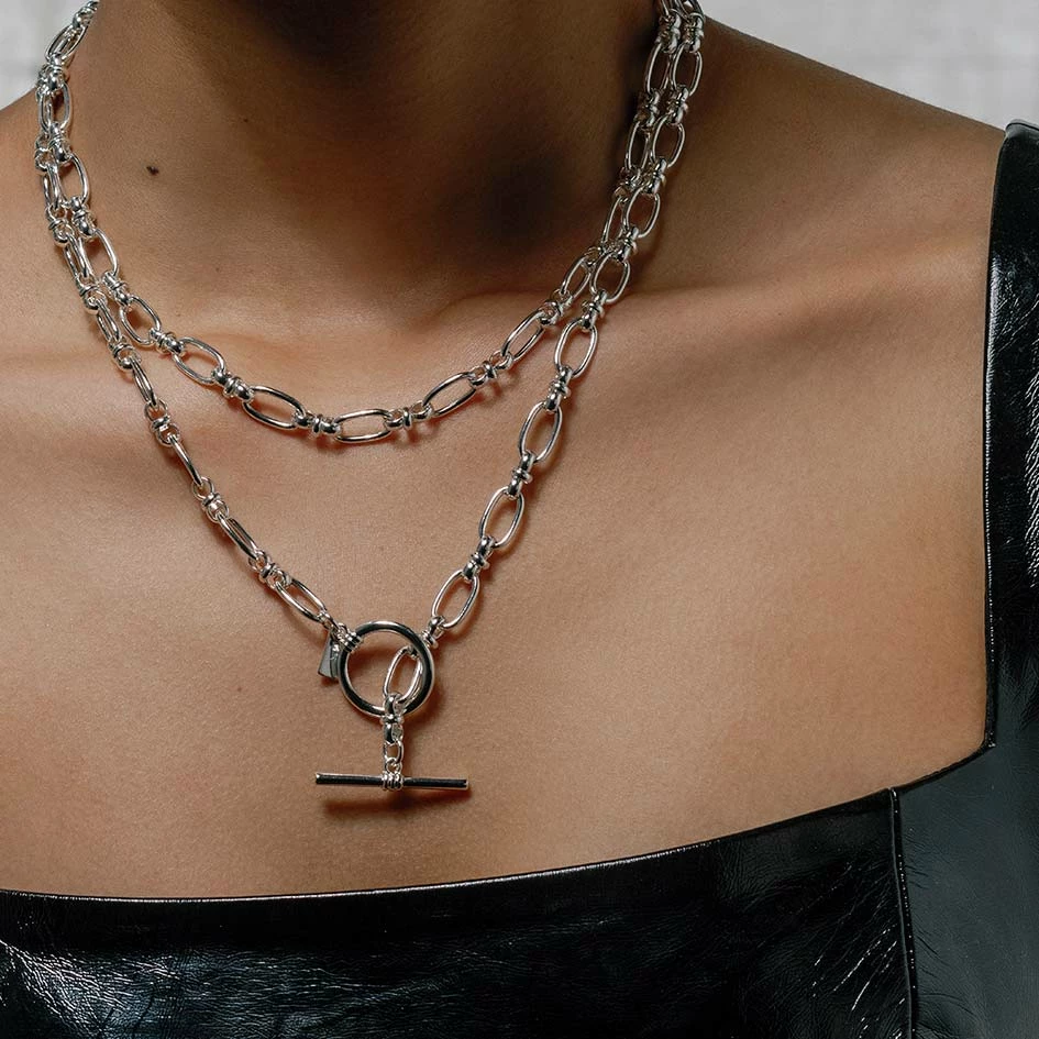 SS22 GETAWAY. Double Wrap T-Bar Chain - Silver Necklaces & Chains 1 SS22 GETAWAY. Double Wrap T-Bar Chain - Silver Necklaces & Chains