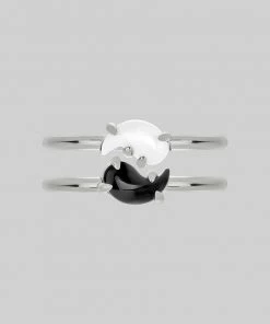 SS22 Yin & Yang Gemstone Rings - Silver
