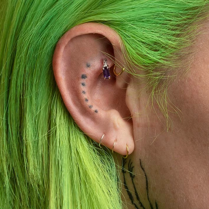 CLASSICS NYMPH. Amethyst Rectangle Clicker Ring - Silver Earrings 3 CLASSICS NYMPH. Amethyst Rectangle Clicker Ring - Silver Earrings