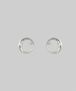 CLASSICS TWILIGHT. Moon Crescent & Star Earrings - Silver