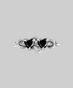 CLASSICS Rings ENTANGLED. Quantum Entangled Onyx Hearts Ring - Silver