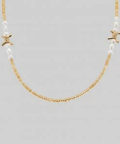 SS22 New In FOREVER. Barbed Wire & Ivory Pearl Sunglasses Chain - Gold