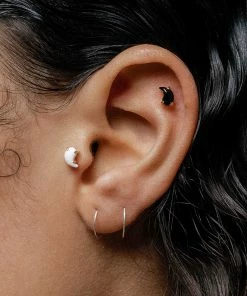 SS22 Earrings Yin & Yang Gemstone Stud Earring - Gold