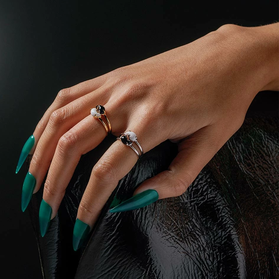 SS22 Yin & Yang Gemstone Rings - Silver 2 SS22 Yin & Yang Gemstone Rings - Silver