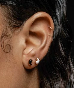 SS22 Yin & Yang Gemstone Earrings - Silver