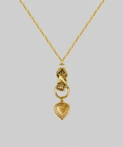 CLASSICS ALL OF ME. Hand Grasping Heart Necklace - Gold Necklaces & Chains