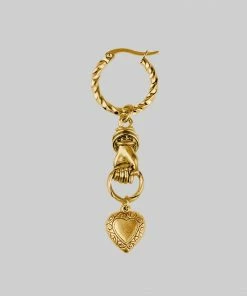 CLASSICS ALL OF ME. Hand Grasping Heart Single Earring - Gold Earrings
