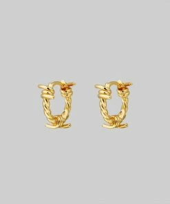 CLASSICS SURVIVAL. Symbolic Barbed Wire Clicker Hoop Earrings - Gold