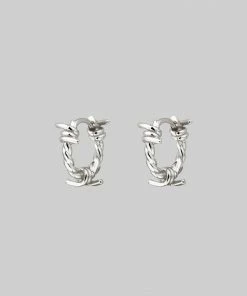 CLASSICS SURVIVAL. Symbolic Barbed Wire Clicker Hoop Earrings - Silver