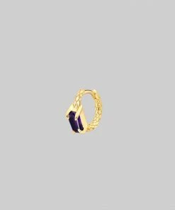 CLASSICS Earrings NYMPH. Amethyst Rectangle Clicker Ring - Gold