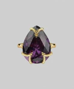 HALLOWEEN 2021 MALEFICENT. Amethyst CZ Gothic Ring - Gold Rings