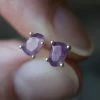 CLASSICS RUNE. Amethyst Slice Silver Earrings