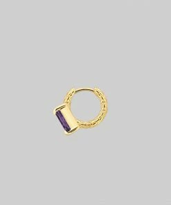 CLASSICS Earrings NYMPH. Amethyst Rectangle Clicker Ring - Gold