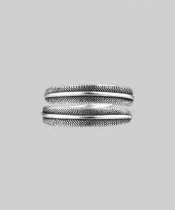 End Of Line AWAKEN. Feather Wrap Silver Ring Rings