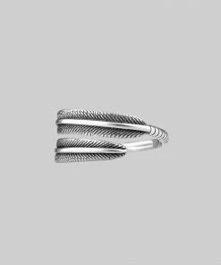 End Of Line AWAKEN. Feather Wrap Silver Ring Rings