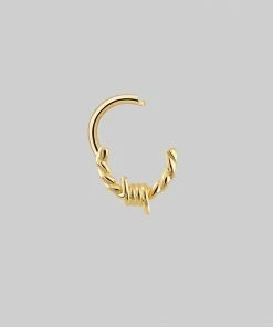 AW21 Earrings SURVIVAL. Barbed Wire Septum Clicker Ring - Gold