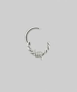 AW21 SURVIVAL. Barbed Wire Septum Clicker Ring - Silver Earrings