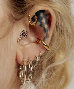 AW21 Earrings SURVIVAL. Barbed Wire Septum Clicker Ring - Gold