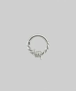 AW21 SURVIVAL. Barbed Wire Septum Clicker Ring - Silver Earrings