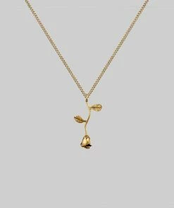 CLASSICS BELLADONNA. Rose Stem Charm Necklace - Gold Necklaces & Chains