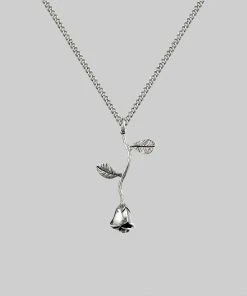 CLASSICS BELLADONNA. Rose Stem Charm Necklace - Silver