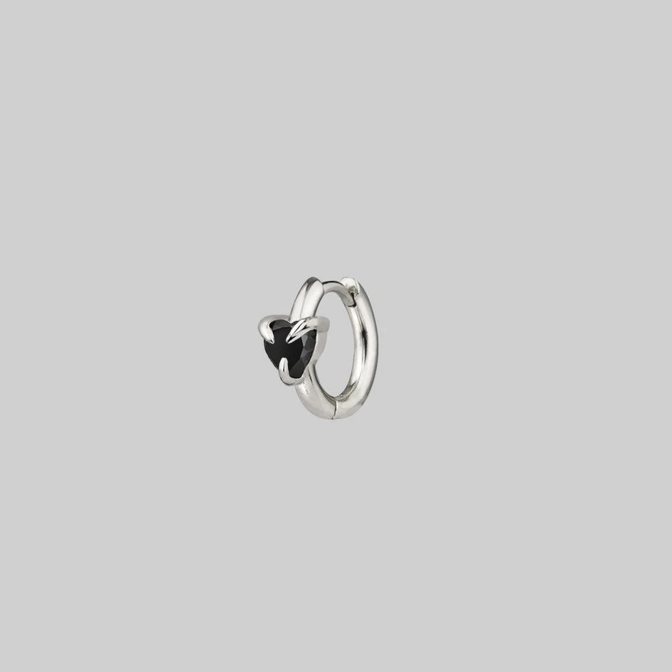 CLASSICS HEART & SOUL. Black Spinel Heart Hoop Earrings - Silver 5 CLASSICS HEART & SOUL. Black Spinel Heart Hoop Earrings - Silver