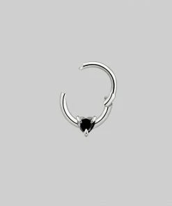 CLASSICS Earrings HEART & SOUL. Black Spinel Septum Clicker Ring - Silver 10 CLASSICS Earrings HEART & SOUL. Black Spinel Septum Clicker Ring - Silver