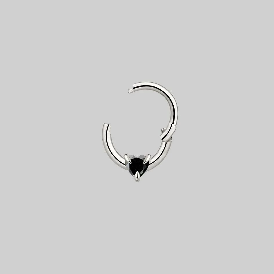 CLASSICS Earrings HEART & SOUL. Black Spinel Septum Clicker Ring - Silver 4 CLASSICS Earrings HEART & SOUL. Black Spinel Septum Clicker Ring - Silver