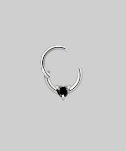 CLASSICS Earrings HEART & SOUL. Black Spinel Septum Clicker Ring - Silver 12 CLASSICS Earrings HEART & SOUL. Black Spinel Septum Clicker Ring - Silver