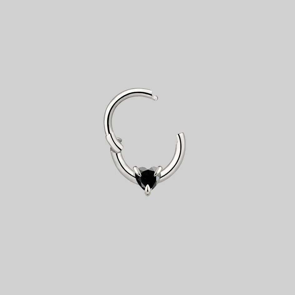 CLASSICS Earrings HEART & SOUL. Black Spinel Septum Clicker Ring - Silver 6 CLASSICS Earrings HEART & SOUL. Black Spinel Septum Clicker Ring - Silver