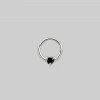 CLASSICS Earrings HEART & SOUL. Black Spinel Septum Clicker Ring - Silver