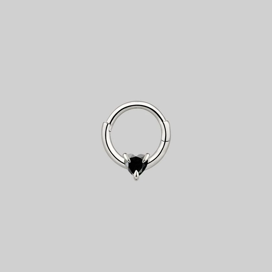 CLASSICS Earrings HEART & SOUL. Black Spinel Septum Clicker Ring - Silver 1 CLASSICS Earrings HEART & SOUL. Black Spinel Septum Clicker Ring - Silver