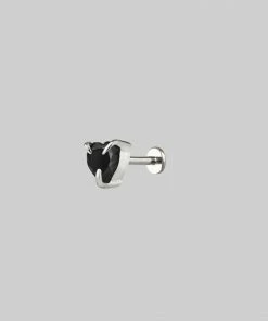 CLASSICS Earrings HEART & SOUL. Black Spinel Heart Stud Earring - Silver