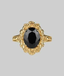 CLASSICS MARIA. Rose Wreath Onyx Gold Cocktail Ring Rings